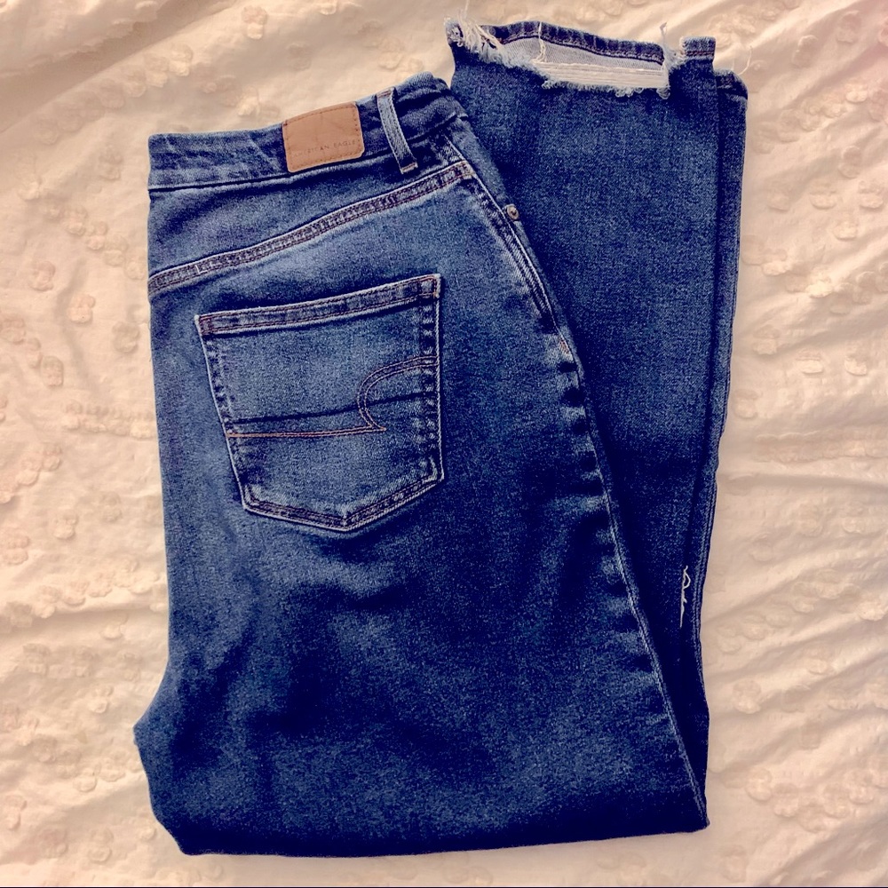 AEO Distressed Curvy Mom Jean